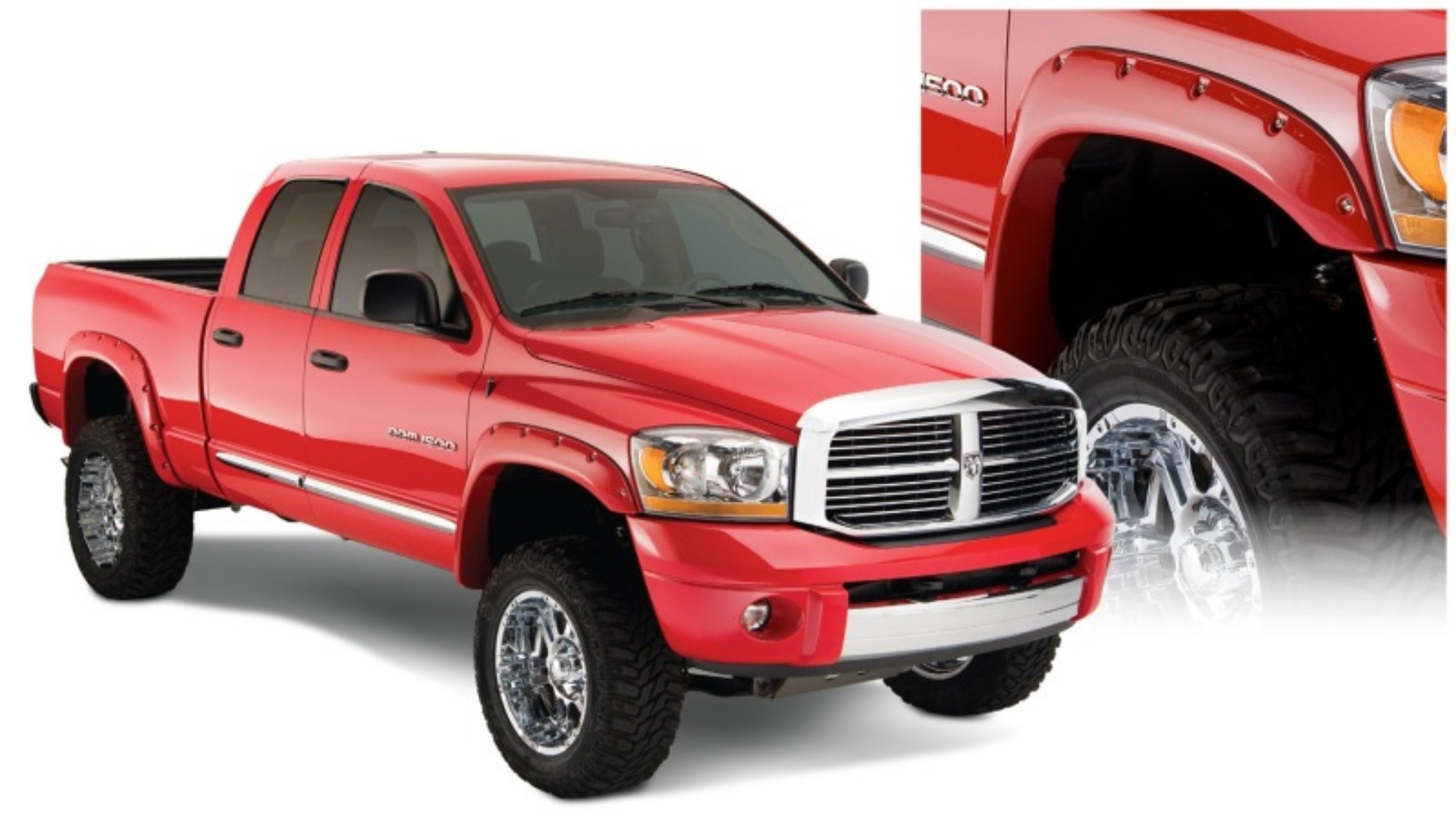 Picture of Bushwacker 02-08 Dodge Ram 1500 Fleetside Pocket Style Flares 4pc 75-9-76-3-97-9in Bed - Black