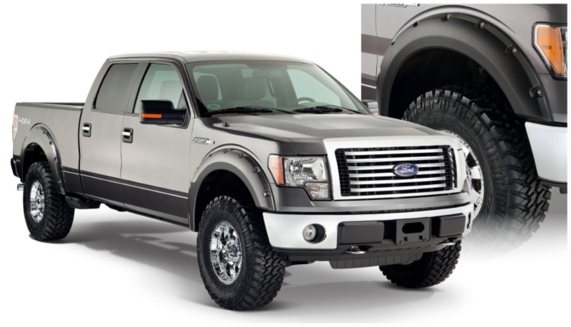 Picture of Bushwacker 09-14 Ford F-150 Styleside Pocket Style Flares 4pc 67-0-78-8-97-4in Bed - Black
