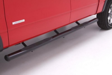 Picture of Lund 07-17 Chevy Silverado 1500 Crew Cab 4in- Oval Straight Steel Nerf Bars - Black