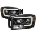 Picture of Spyder Dodge Ram 1500 06-08 V2 Projector Headlights - Light Bar DRL - Black PRO-YD-DR06V2-LB-BK