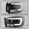 Picture of Spyder Dodge Ram 1500 06-08 V2 Projector Headlights - Light Bar DRL - Black PRO-YD-DR06V2-LB-BK