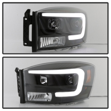 Picture of Spyder Dodge Ram 1500 06-08 V2 Projector Headlights - Light Bar DRL - Black PRO-YD-DR06V2-LB-BK