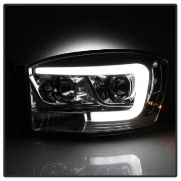 Picture of Spyder Dodge Ram 1500 06-08 V2 Projector Headlights - Light Bar DRL - Chrome PRO-YD-DR06V2-LB-C