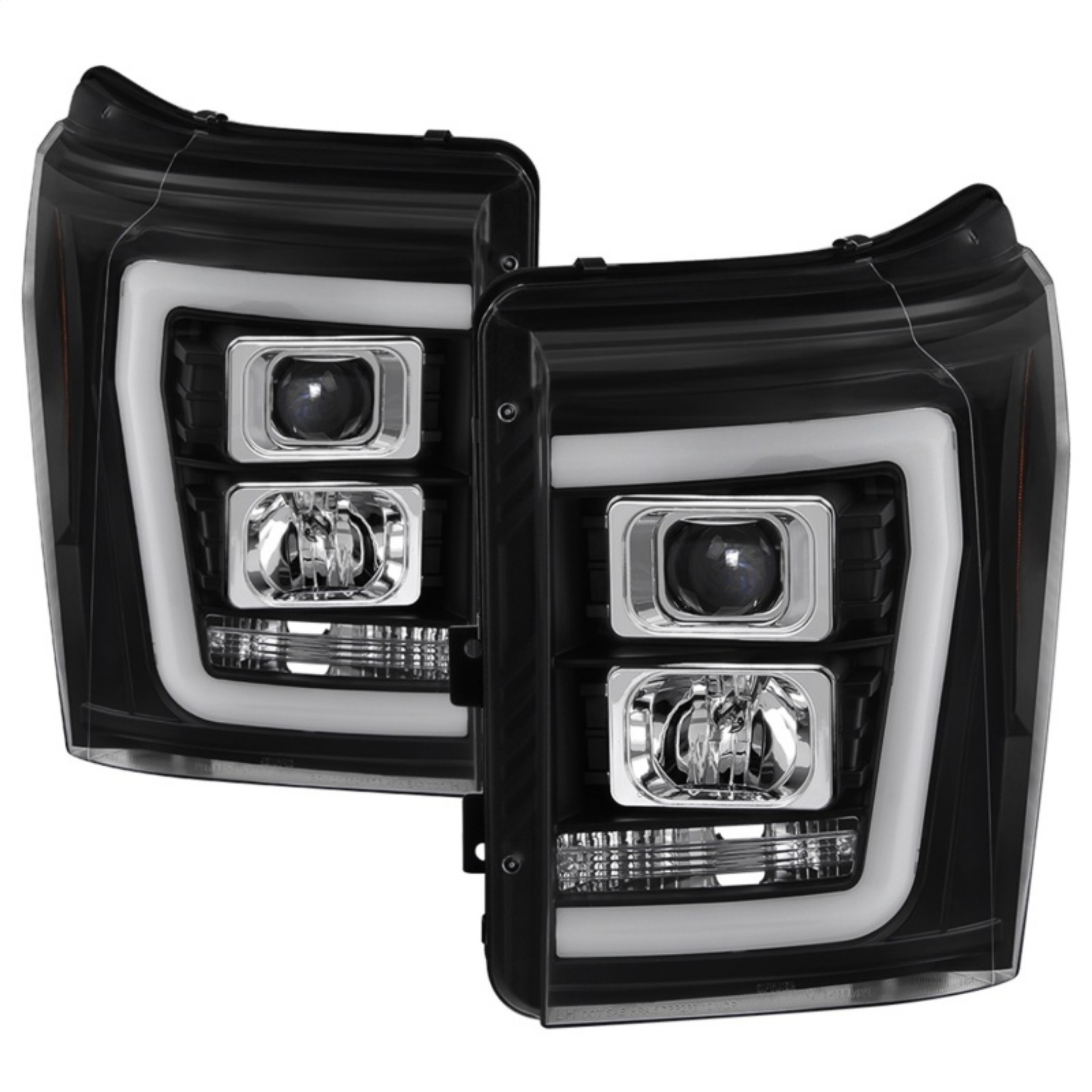 Picture of Spyder Ford F-250-F-350-F450 Super Duty 11-16 V2 Projector Headlights - Black PRO-YD-FS11V2-LB-BK