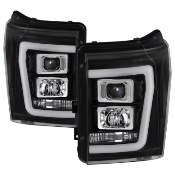 Picture of Spyder Ford F-250-F-350-F450 Super Duty 11-16 V2 Projector Headlights - Black PRO-YD-FS11V2-LB-BK