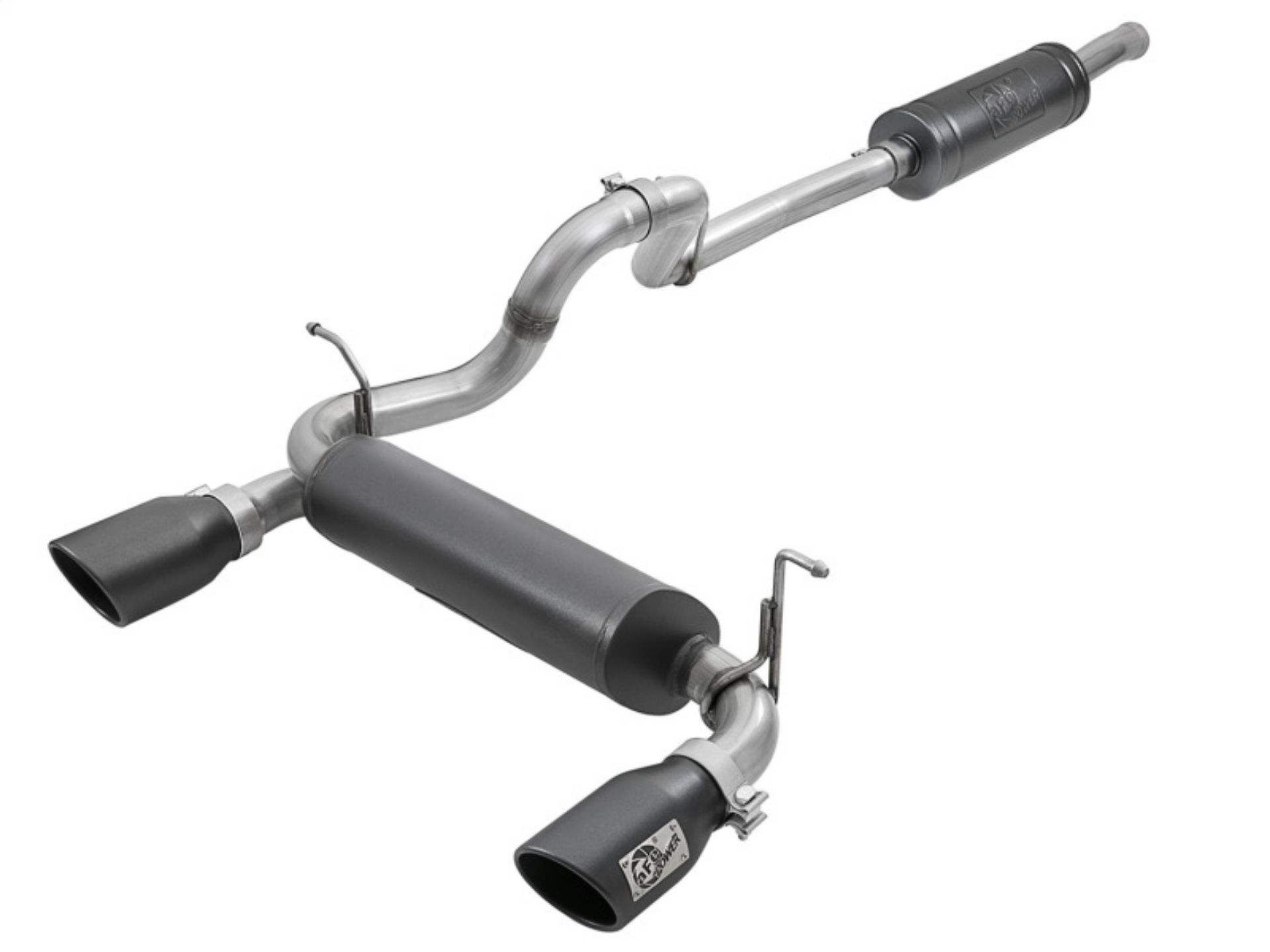 Picture of aFe Rebel Series 2-5in 304 SS Cat-Back Exhaust w- Black Tips 2018+ Jeep Wrangler JL V6 3-6L