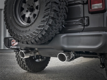 Picture of aFe Rebel Series 2-5in 304 SS Cat-Back Exhaust w- Polished Tips 2018+ Jeep Wrangler JL V6 3-6L