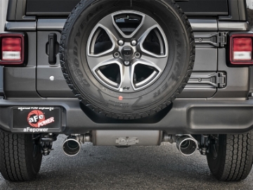 Picture of aFe Rebel Series 2-5in 409 SS Axle-Back Exhaust w- Polished Tips 2018+ Jeep Wrangler JL V6 3-6L