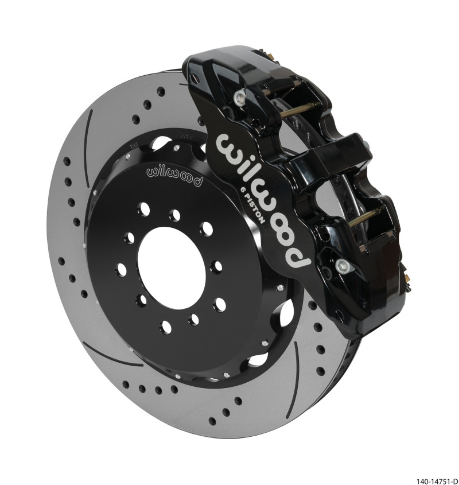 Picture of Wilwood AERO6 Front Hat Kit 14-00 Drilled Black 00-06 BMW M3 E46 w-Lines