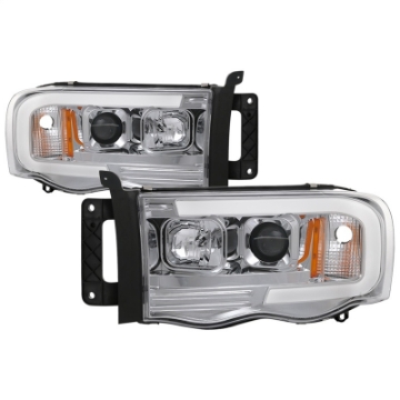 Picture of Spyder Dodge Ram 1500 02-05 V2 Projector Headlights - Light Bar DRL - Chrome PRO-YD-DR02V2-LB-C