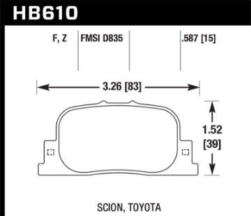 Picture of Hawk 05-09 Scion tC - 00-01 Lexus ES300 Performance Ceramic Street Rear Brake Pads