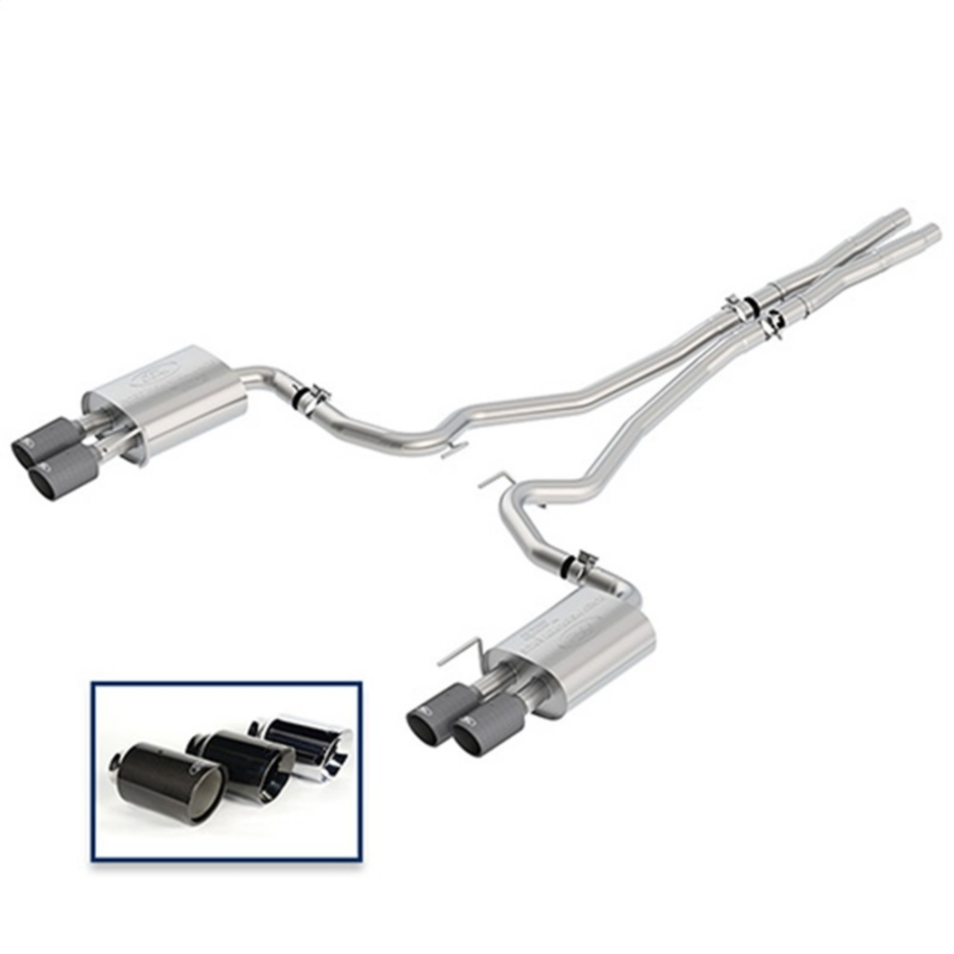 Picture of Ford Racing 2018+ Mustang GT 5-0L Cat-Back Extreme Exhaust System w- Quad Carbon Fiber Tips
