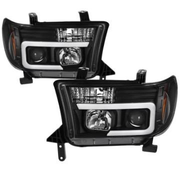 Picture of Spyder 08-13 Toyota Sequoia Projector Headlights - Light Bar DRL - Black PRO-YD-TTU07V2-LB-BK