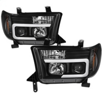 Picture of Spyder 08-13 Toyota Sequoia Projector Headlights - Light Bar DRL - Black PRO-YD-TTU07V2-LB-BK