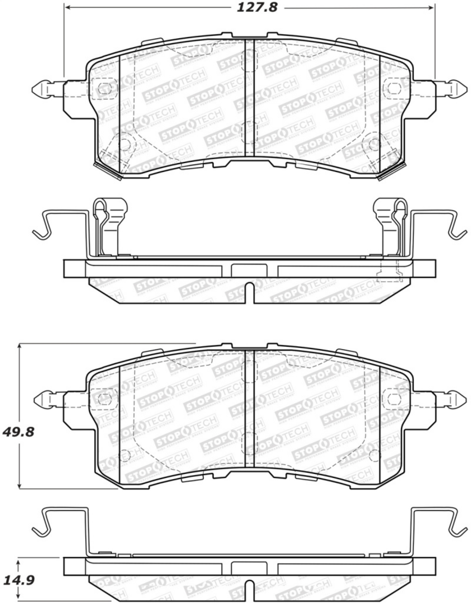 Picture of StopTech Sport Brake Pads w-Shims and Hardware - Rear