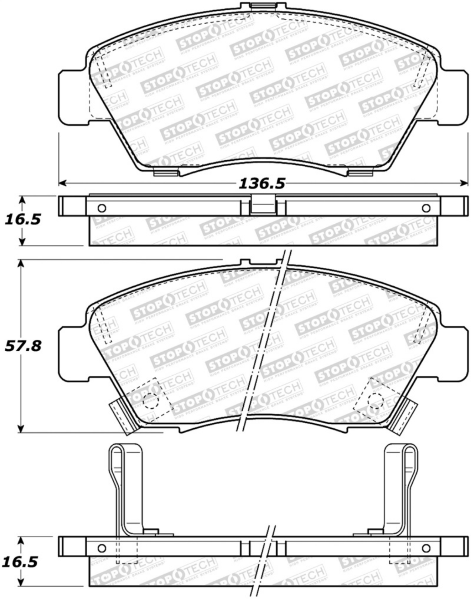 Picture of StopTech Sport Brake Pads w-Shims and Hardware - Rear