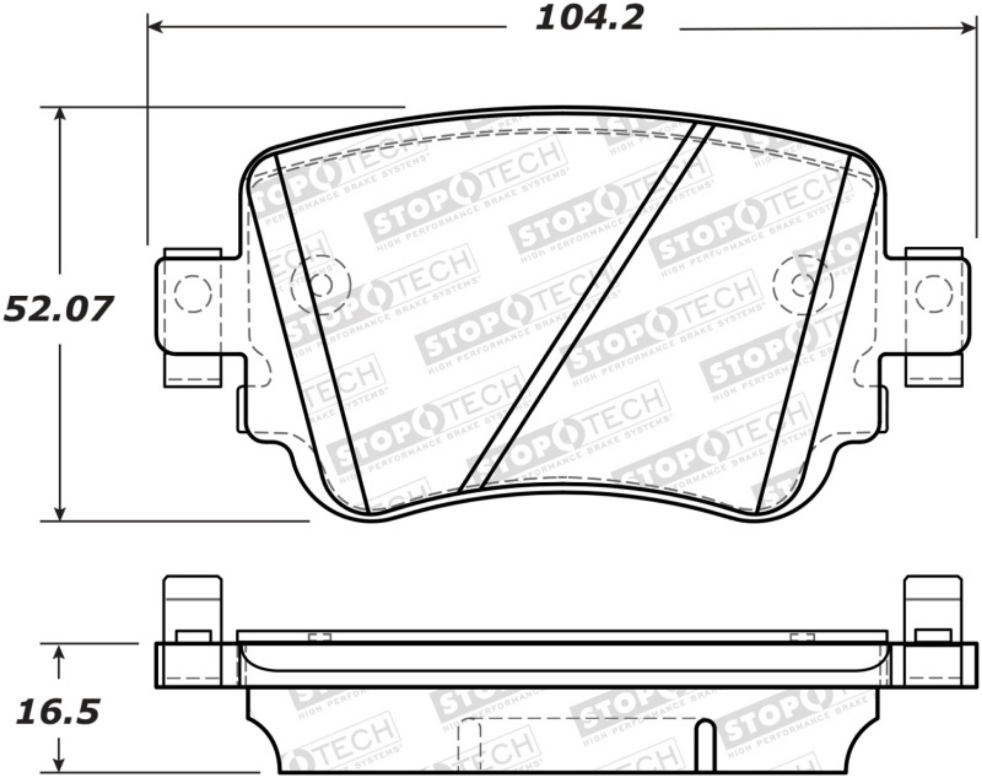 Picture of StopTech 14-19 Volkswagen GTI Rear Street Brake Pads w-Shims