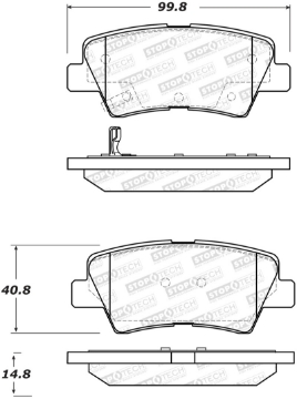 Picture of StopTech 12-17 Hyundai Accent - 13-16 Kia Optima Street Performance Rear Brake Pads