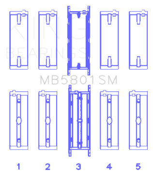 Picture of King Engine Bearings BMW N63-S63 Crankshaft Main Bearing Set - Size +0-50mm