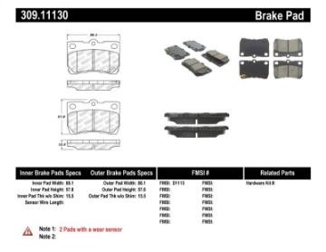 Picture of StopTech Performance 06 Lexus GS300-430 - 07-08 GS350 - 06-08 IS250-350 Rear Brake Pads