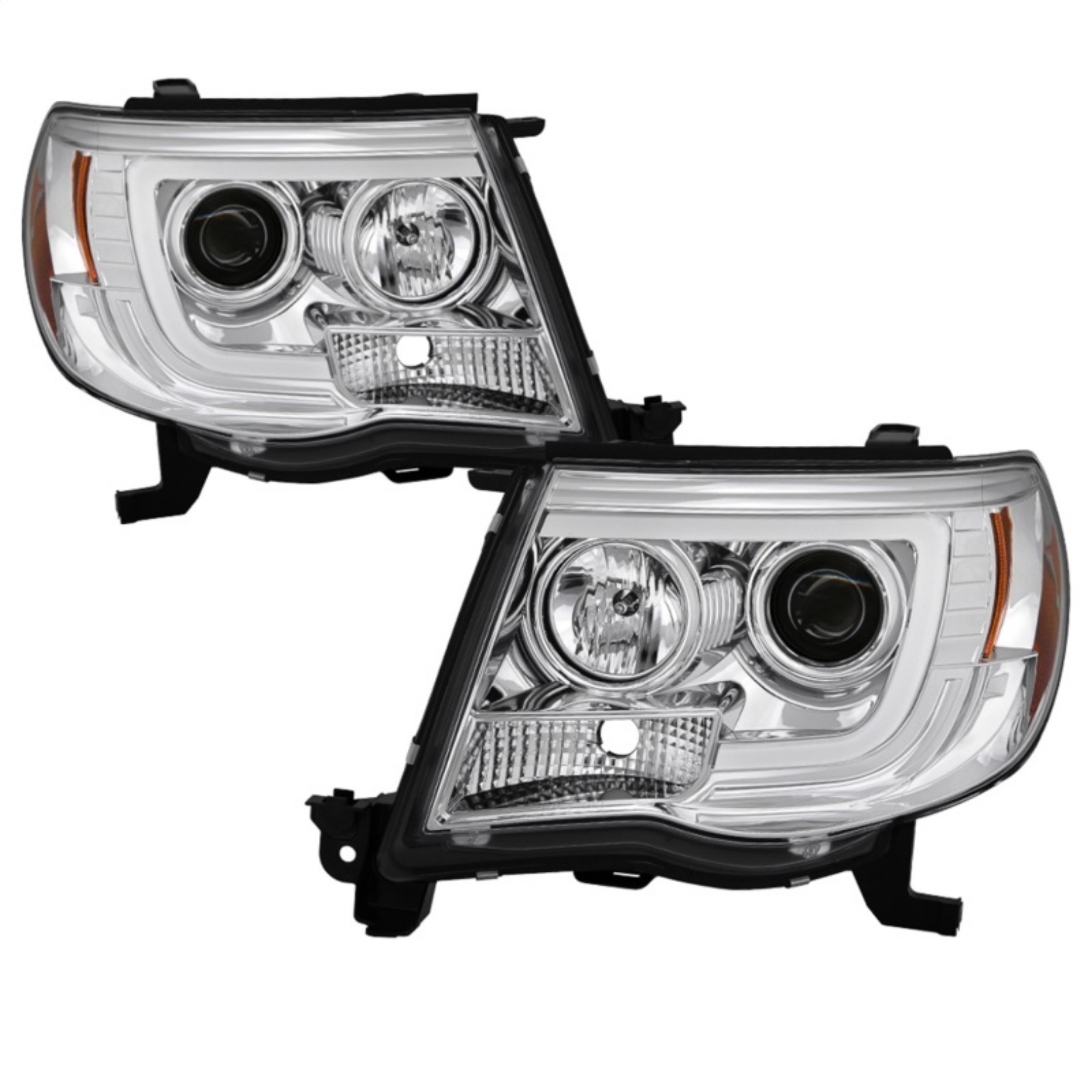 Picture of Spyder Toyota Tacoma 05-11 Projector Headlights - Light Bar DRL - Chrome PRO-YD-TT05V2-LB-C