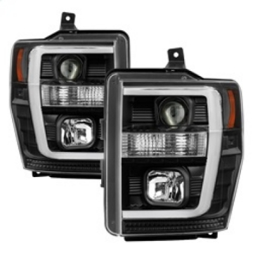 Picture of Spyder 08-10 Ford F-250 Projector Headlights V2 - Light Bar DRL LED - Black PRO-YD-FS08V2-LB-BK
