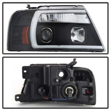Picture of Spyder 04-08 Ford F-150 Projector Headlights - Light Bar DRL - Black PRO-YD-FF15004V2-LB-BK