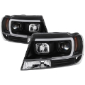 Picture of Spyder 99-04 Jeep Grand Cherokee Projector Headlights - Light Bar DRL LED - Black