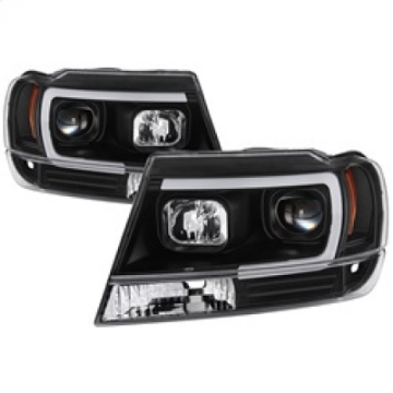 Picture of Spyder 99-04 Jeep Grand Cherokee Projector Headlights - Light Bar DRL LED - Black