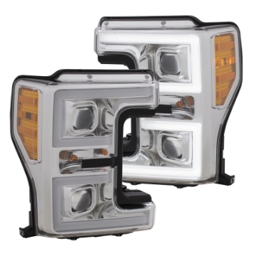 Picture of ANZO LED Headlights 17-18 Ford F-250 Super Duty Plank-Style L-E-D- Headlight Chrome Pair