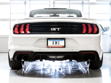 Picture of AWE Tuning 2018+ Ford Mustang GT S550 Cat-back Exhaust - Touring Edition Quad Diamond Black Tips