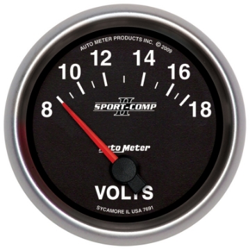 Picture of Autometer Sport-Comp II 2-5-8in 18V Electrical Voltmeter Gauge