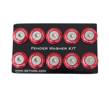 Picture of NRG Fender Washer Kit w-Rivets For Plastic Red - Set of 10