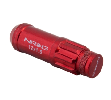 Picture of NRG 700 Series M12 X 1-5 Steel Lug Nut w-Dust Cap Cover Set 21 Pc w-Locks & Lock Socket - Red