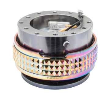 Picture of NRG Quick Release Kit - Pyramid Edition - Gunmetal Body - Neochrome Pyramid Ring