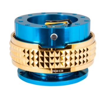 Picture of NRG Quick Release Kit - Pyramid Edition - Blue Body - Chrome Gold Pyramid Ring
