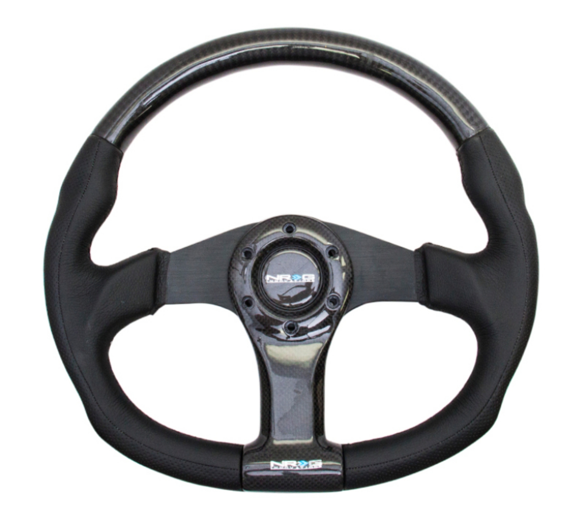 Picture of NRG Carbon Fiber Steering Wheel 350mm Oval Shape Black w-Leather Trim