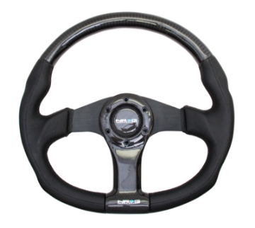 Picture of NRG Carbon Fiber Steering Wheel 350mm Oval Shape Black w-Leather Trim