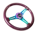 Picture of NRG Classic Wood Grain Steering Wheel 350mm Purple Pearl Paint w-Neochrome 3-Spoke Center