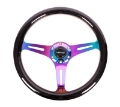 Picture of NRG Classic Wood Grain Steering Wheel 350mm Black Paint Grip w-Neochrome 3-Spoke Center