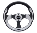 Picture of NRG Reinforced Steering Wheel 320mm Blk w-Silver Trim & 5mm 3-Spoke