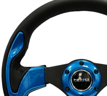 Picture of NRG Reinforced Steering Wheel 320mm Blk w-Blue Trim