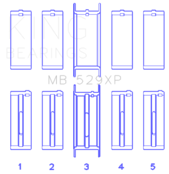 Picture of King Ford 260ci-289ci-302-5-0L Windsor Size STDX Crankshaft Main Bearing Set Set of 5