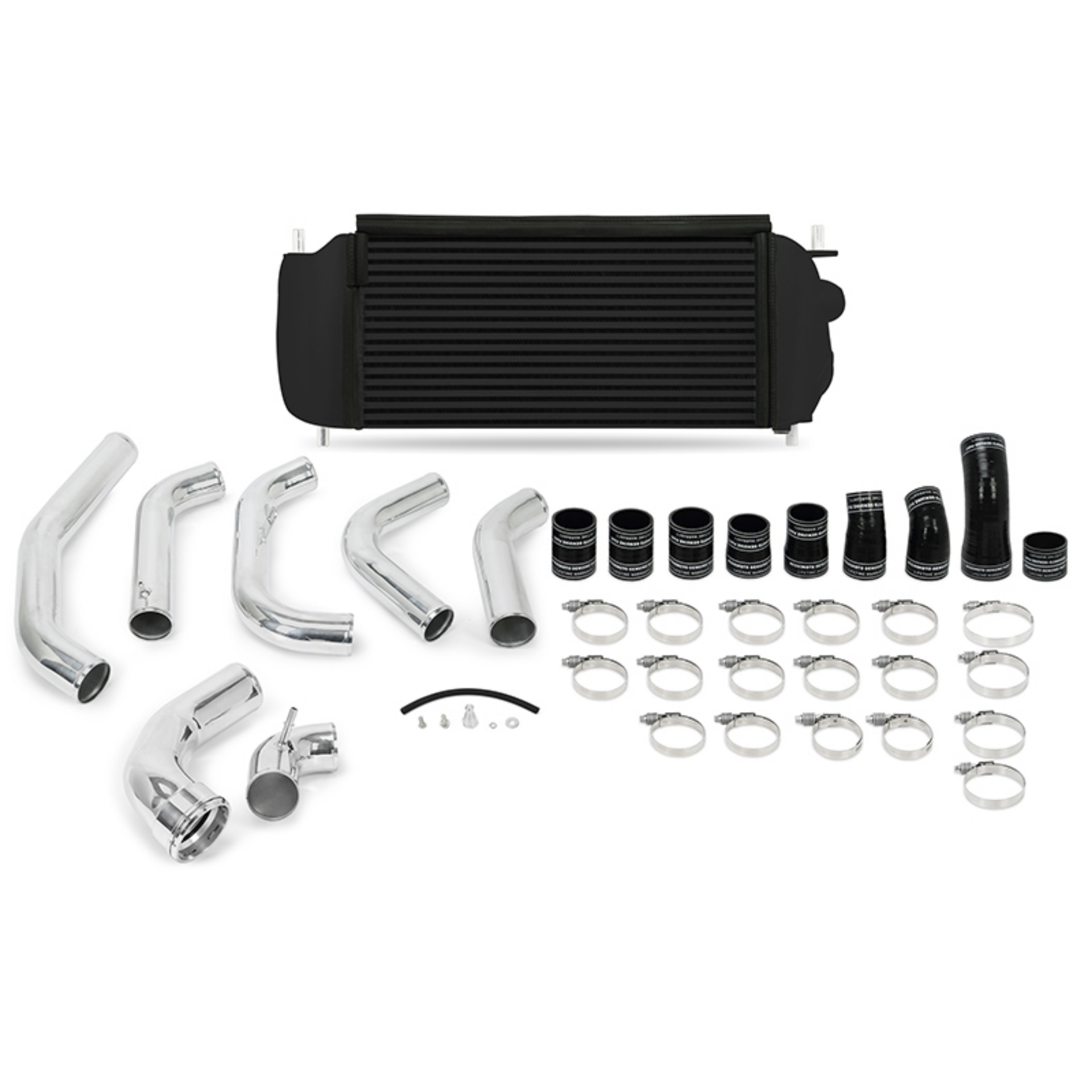 Picture of Mishimoto 15-16 Ford F-150 EcoBoost 3-5L Black Performance Intercooler Kit w- Polished Pipes