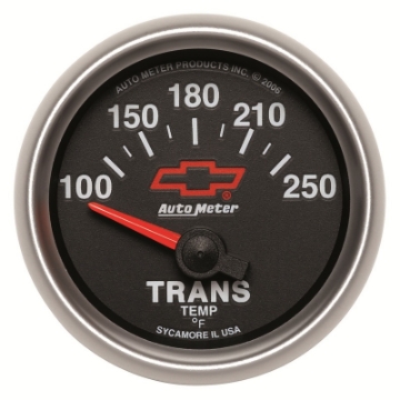 Picture of Autometer GM Bowtie Black 2-1-16in 100-250 Degree F Electronic Transmission Temperature Gauge