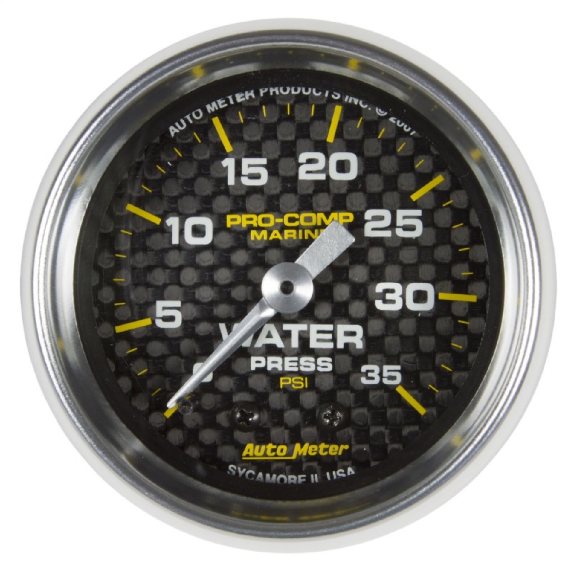 Picture of Autometer Marine Carbon Fiber 2-1-16in 35 PSI Mechanical Water Pressure Gauge