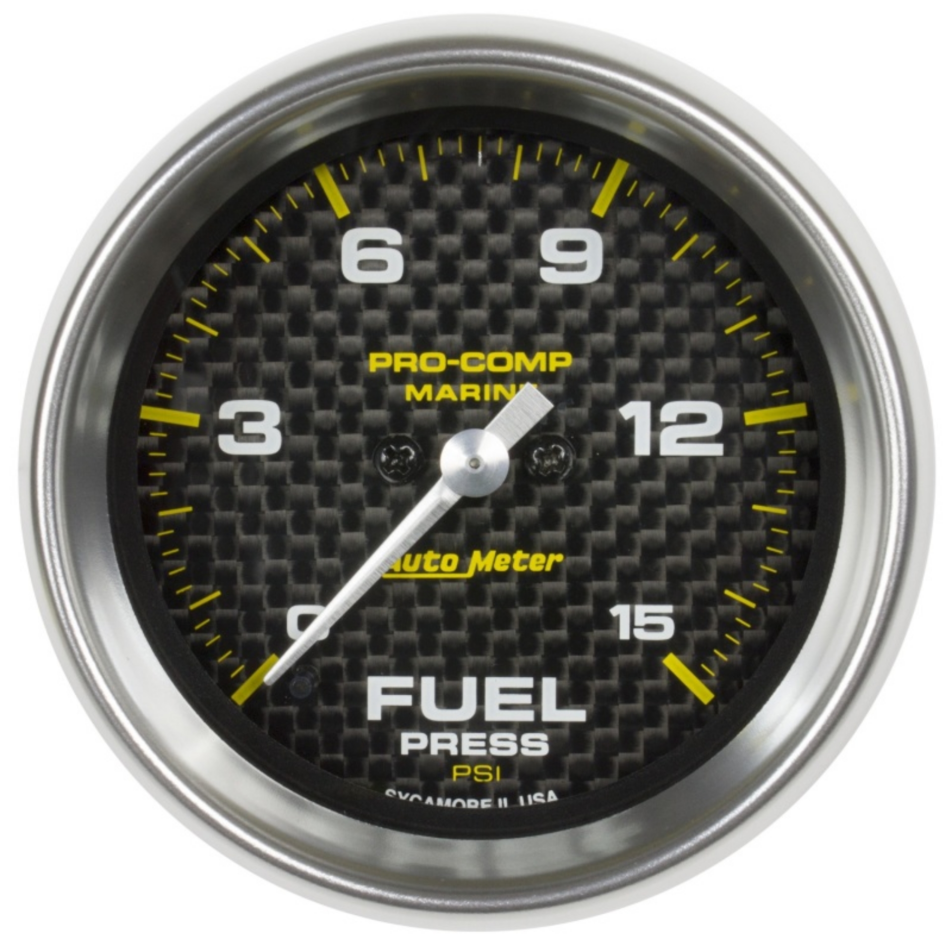 Picture of Autometer Marine Carbon Fiber 2-1-16in 15 PSI Digital Stepper Motor Fuel Pressure Gauge