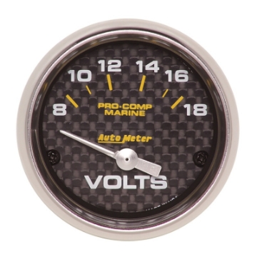 Picture of Autometer Marine Carbon Fiber 2-1-16in 18V Electric Voltmeter Gauge