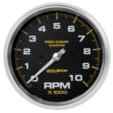 Picture of Autometer Marine Carbon Fiber 5in 10K RPM In-Dash Tachometer Gauge