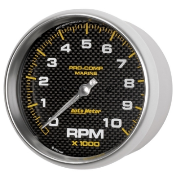 Picture of Autometer Marine Carbon Fiber 5in 10K RPM In-Dash Tachometer Gauge